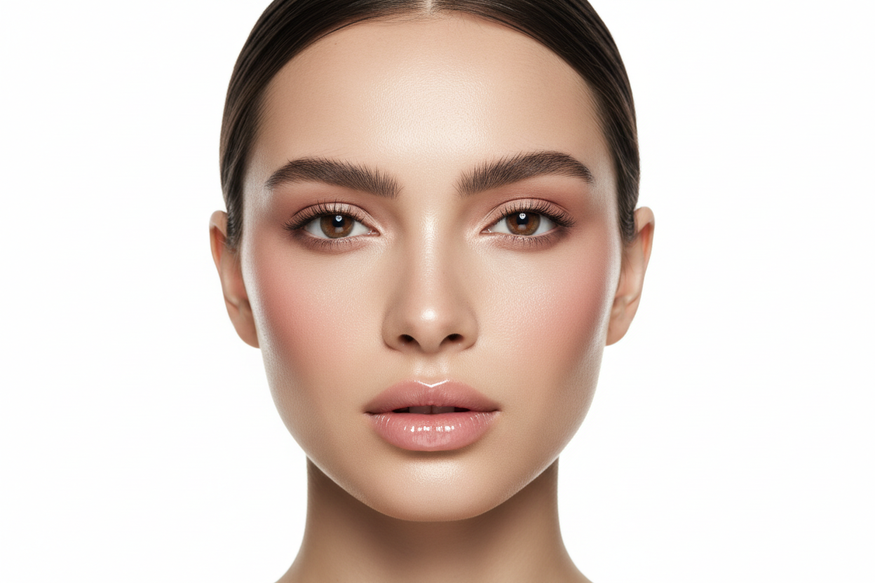 Elegant woman with glowing makeup look — luxury beauty editorial | KIMLUD