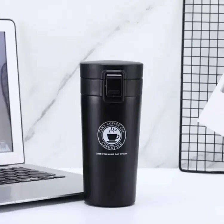 KIMLUD, 0.5L Thermal Mug Double Wall 304 Stainless Steel Coffee Cup Vacuum Flask Thermos Water Bottle Tea Coffee Leak-proof Thermos Mug, Black / 500ml, KIMLUD APPAREL - Womens Clothes