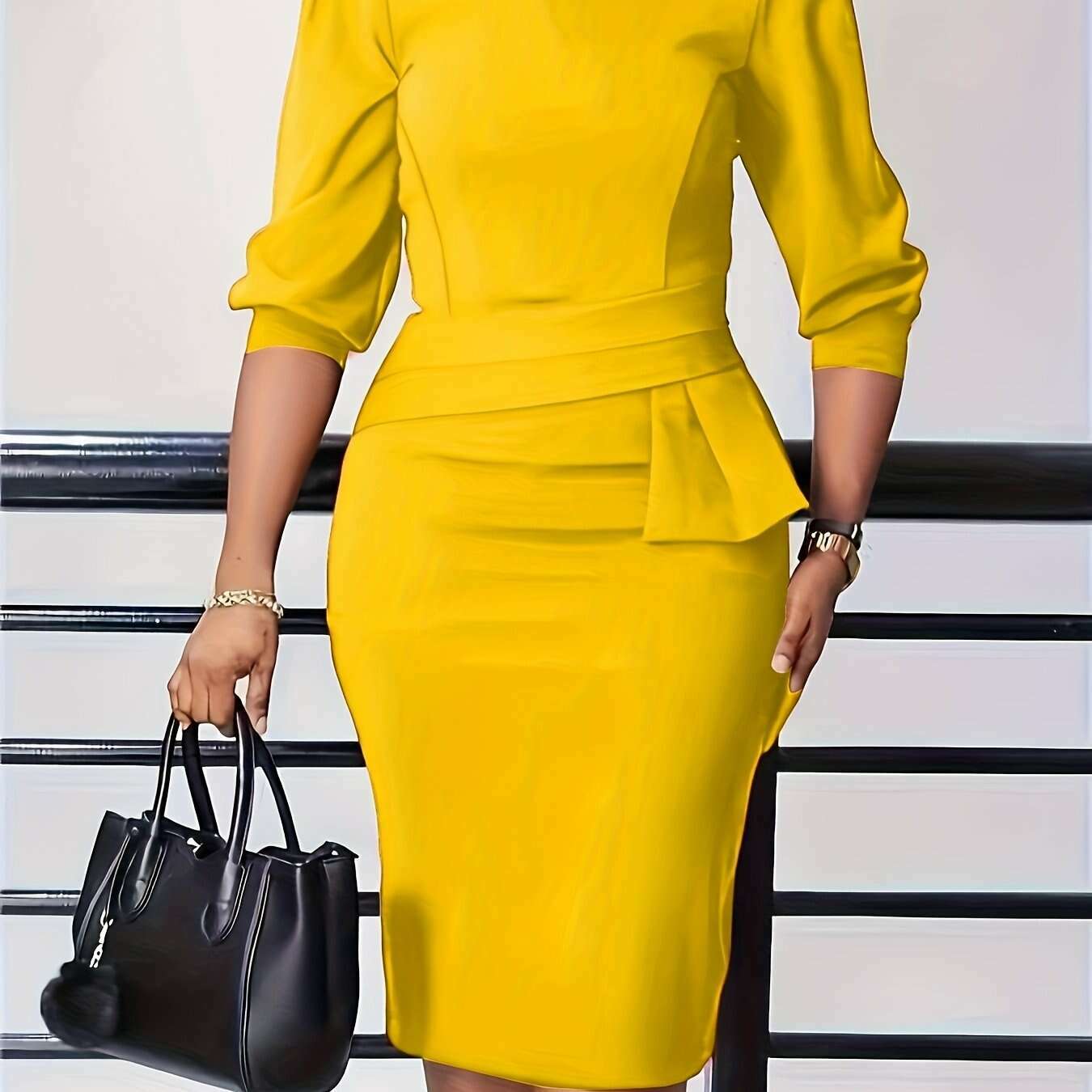 sinhoon-womens-bodycon-dress---solid-color-round-neck-seven-tenths-sleeve-body-hugging-midi-dress-slim-fit-office-party-dresskimlud-womens-fashion-34625679