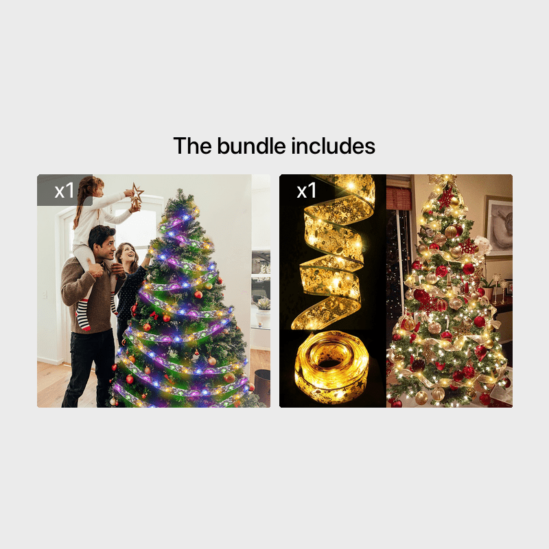 KIMLUD, 1pcled Ribbon Light Ribbon Ribbon Light String Christmas Tree Decoration Lights 2 Meters 20 Lights, KIMLUD Womens Clothes