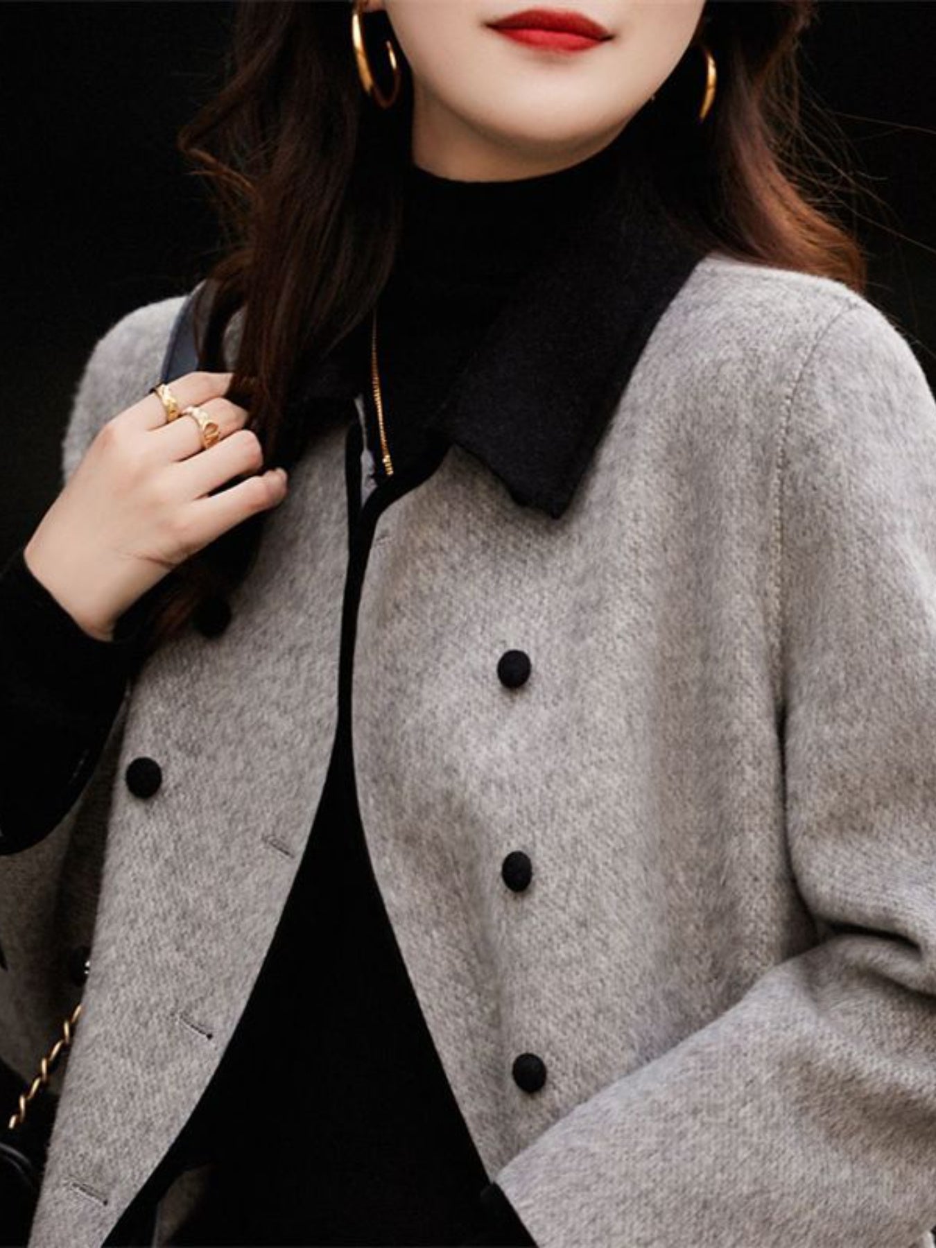 Women's Slim-Fit Retro Double-Breasted Lapel Coat - Belted Waist Short Jacket, Grey/Black/Brown Trench Coat for Casual & Formal Wear, Machine Washable All-Season Outerwear (Mid-Length to Full-Length Options Available)