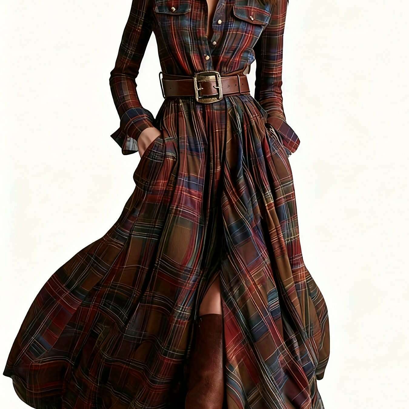 womens-vintage-western-plaid-shirt-dress---long-sleeve-a-line-maxi-dress-with-v-neck-collar-belted-waist-all-season-elegant-retro-outfit-for-casual-to-formal-events-brownred-tartan-print-structured-fit-flowy-skirtkimlud-womens-fashion-34625556