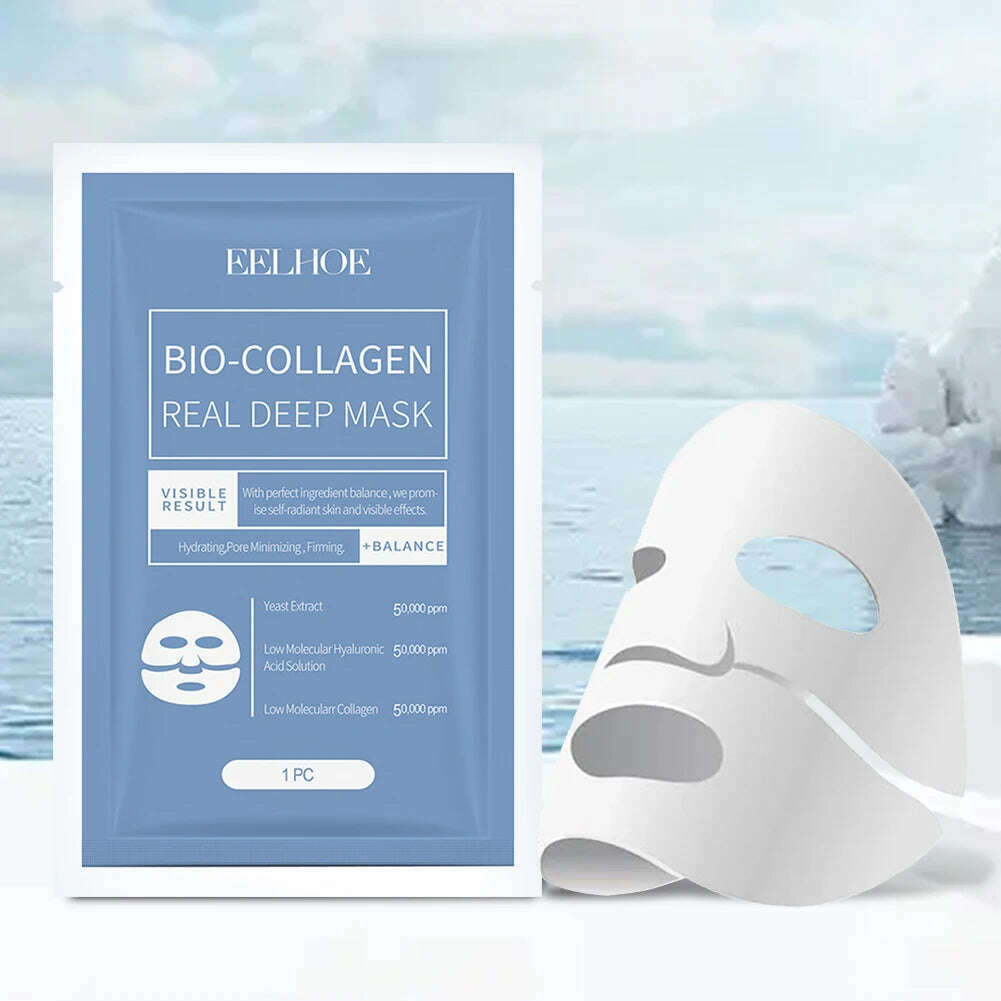 1-10pcs Bio-Collagen Real Deep Mask Soluble Collagen Sheet Mask with Hydrolyzed Collagen Moisturizing Face Mask for Skin Care - KIMLUD