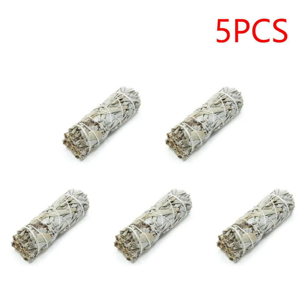 1-40PCS 10.5cm Natural White Sage Bundle Smudge Sticks Pure Leaf Smoky For Yoga Home Cleansing Healing Meditation Smudging - KIMLUD