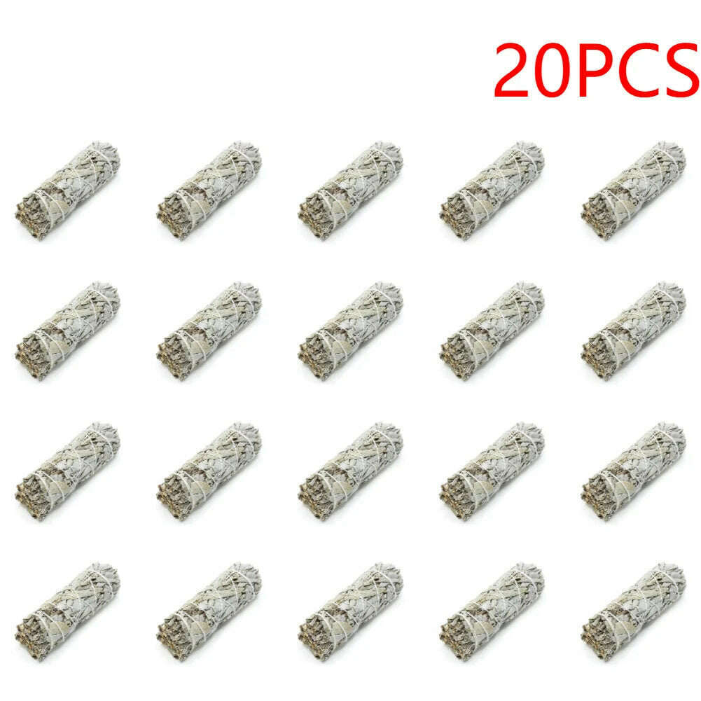 1-40PCS 10.5cm Natural White Sage Bundle Smudge Sticks Pure Leaf Smoky For Yoga Home Cleansing Healing Meditation Smudging - KIMLUD