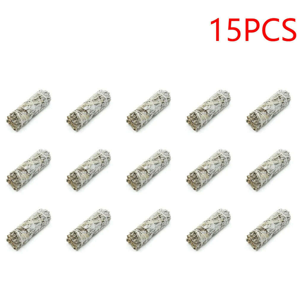 1-40PCS 10.5cm Natural White Sage Bundle Smudge Sticks Pure Leaf Smoky For Yoga Home Cleansing Healing Meditation Smudging - KIMLUD