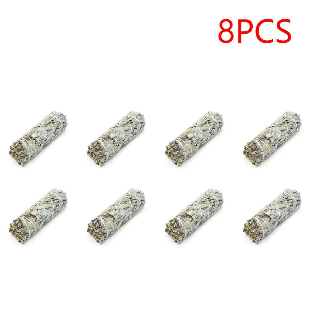 1-40PCS 10.5cm Natural White Sage Bundle Smudge Sticks Pure Leaf Smoky For Yoga Home Cleansing Healing Meditation Smudging - KIMLUD
