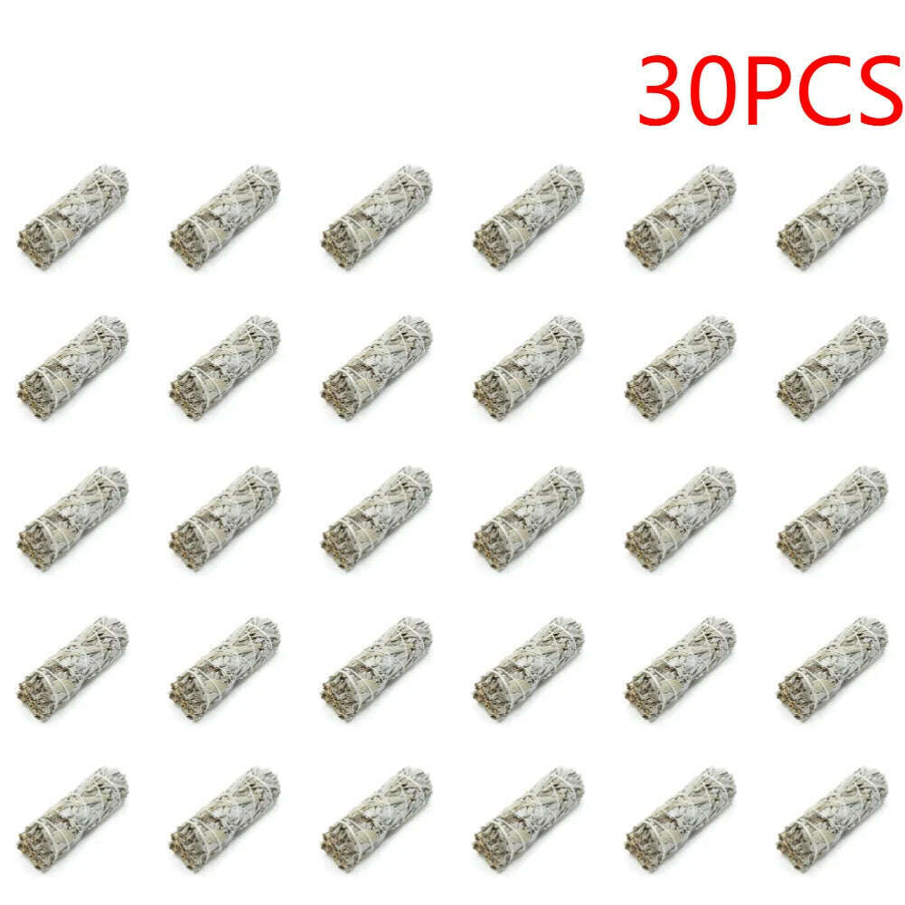 1-40PCS 10.5cm Natural White Sage Bundle Smudge Sticks Pure Leaf Smoky For Yoga Home Cleansing Healing Meditation Smudging - KIMLUD