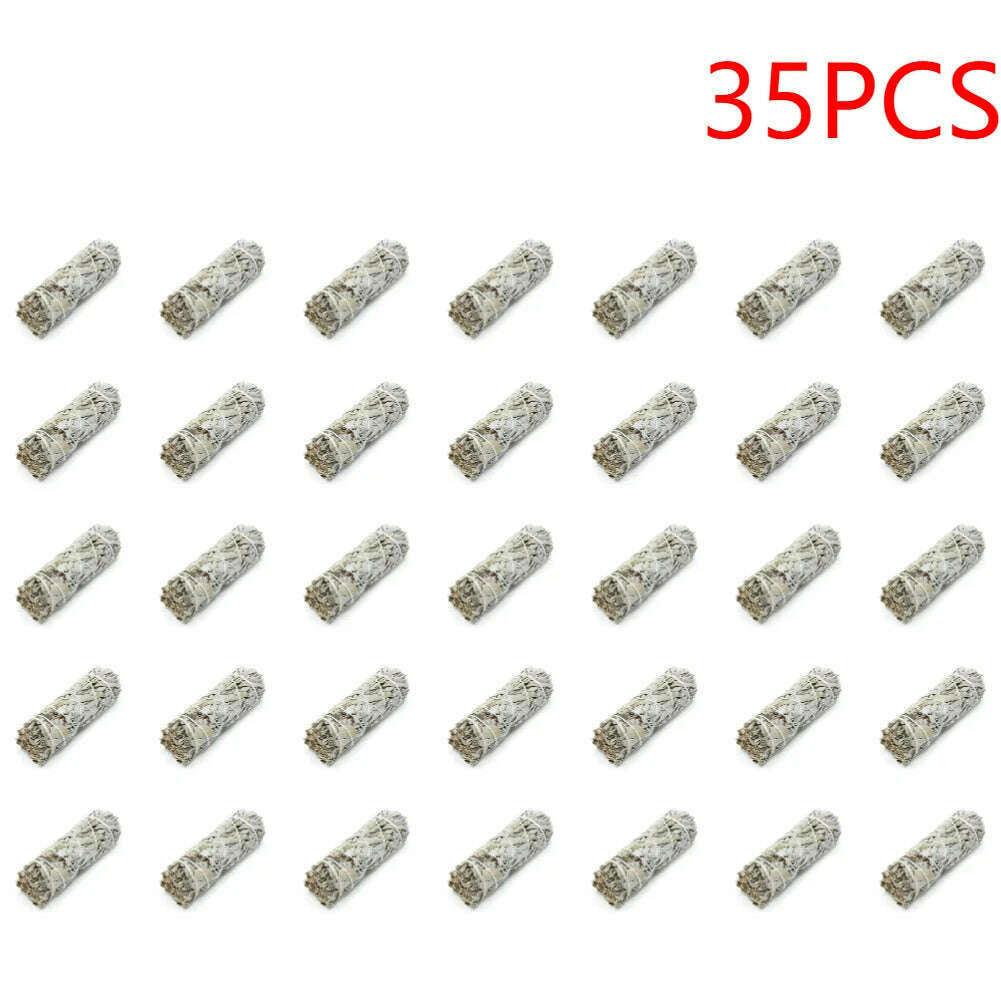 1-40PCS 10.5cm Natural White Sage Bundle Smudge Sticks Pure Leaf Smoky For Yoga Home Cleansing Healing Meditation Smudging - KIMLUD