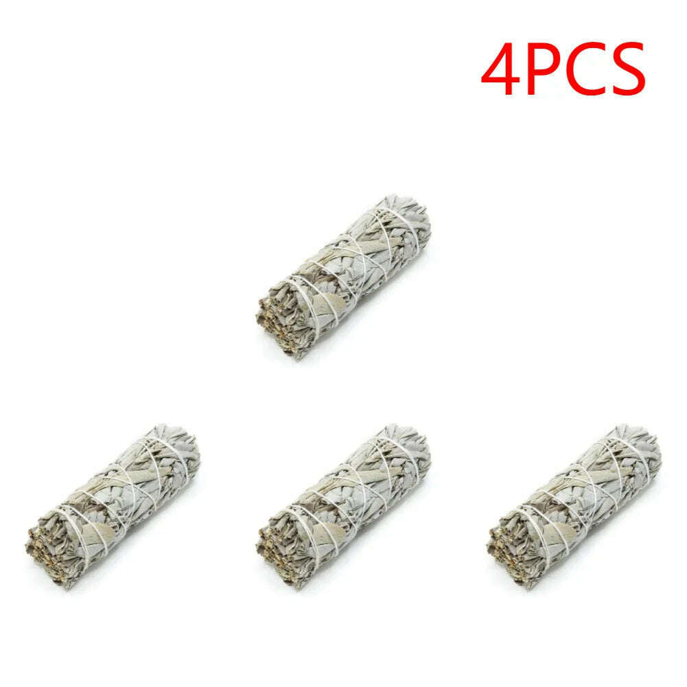 1-40PCS 10.5cm Natural White Sage Bundle Smudge Sticks Pure Leaf Smoky For Yoga Home Cleansing Healing Meditation Smudging - KIMLUD