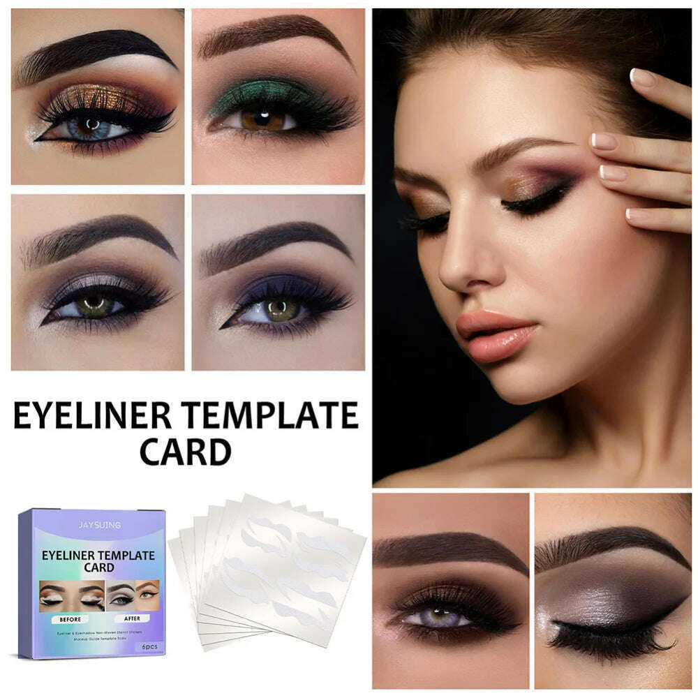 1 Box/bag Eyeliner Stencils Stickers Non-Woven Eye Liner Template Cards Eye Make Up Template Kits Eyeliner Shaping Tools 11*10cm - KIMLUD