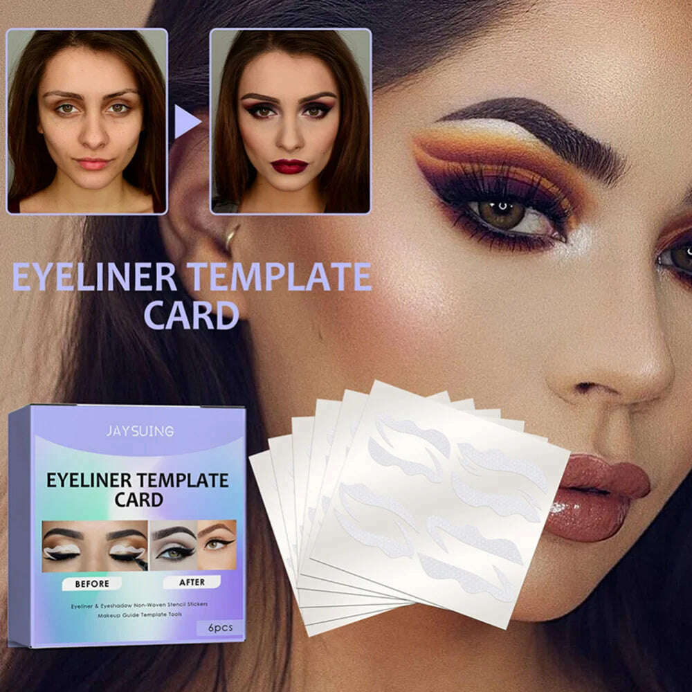 1 Box/bag Eyeliner Stencils Stickers Non-Woven Eye Liner Template Cards Eye Make Up Template Kits Eyeliner Shaping Tools 11*10cm - KIMLUD