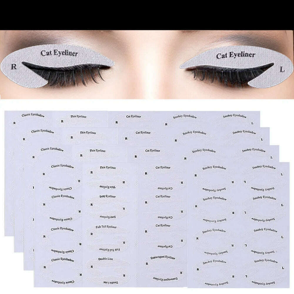 1 Box/bag Eyeliner Stencils Stickers Non-Woven Eye Liner Template Cards Eye Make Up Template Kits Eyeliner Shaping Tools 11*10cm - KIMLUD