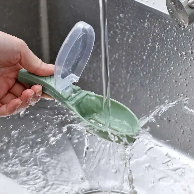 1 Fish Scale Grater With Cover Manual Green Fish Scale Removal Scraper With Storage Container Kitchen Gadget - KIMLUD