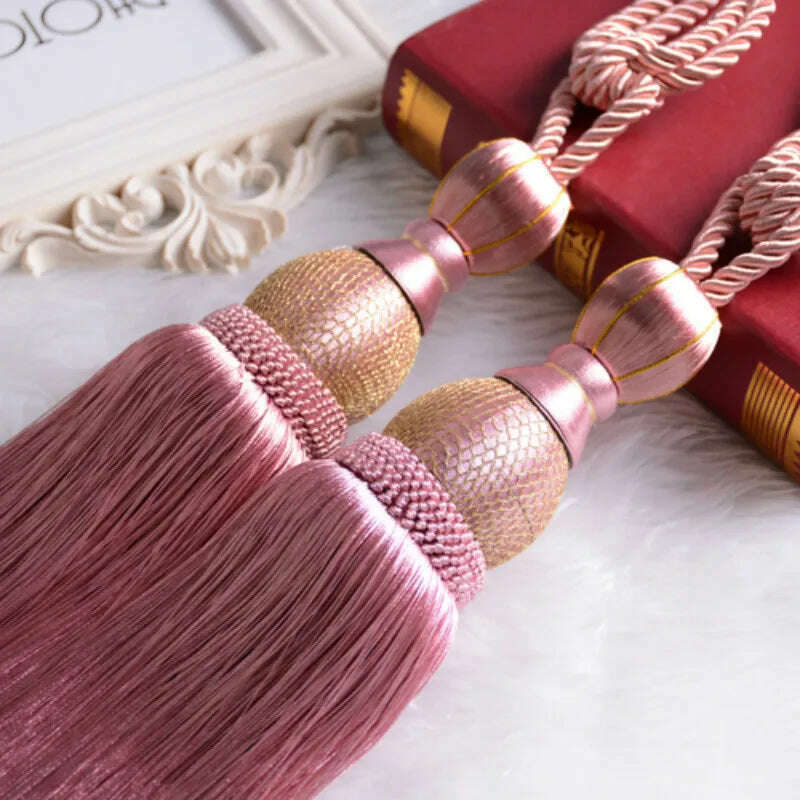 KIMLUD, 1 Pair Retro Luxury Large Curtain Tie Backs Holdbacks Tassel Curtain Rope Tiebacks Home Curtain Decoration Accessories, KIMLUD Womens Clothes