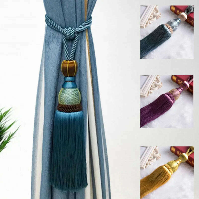 KIMLUD, 1 Pair Retro Luxury Large Curtain Tie Backs Holdbacks Tassel Curtain Rope Tiebacks Home Curtain Decoration Accessories, KIMLUD Women's Clothes