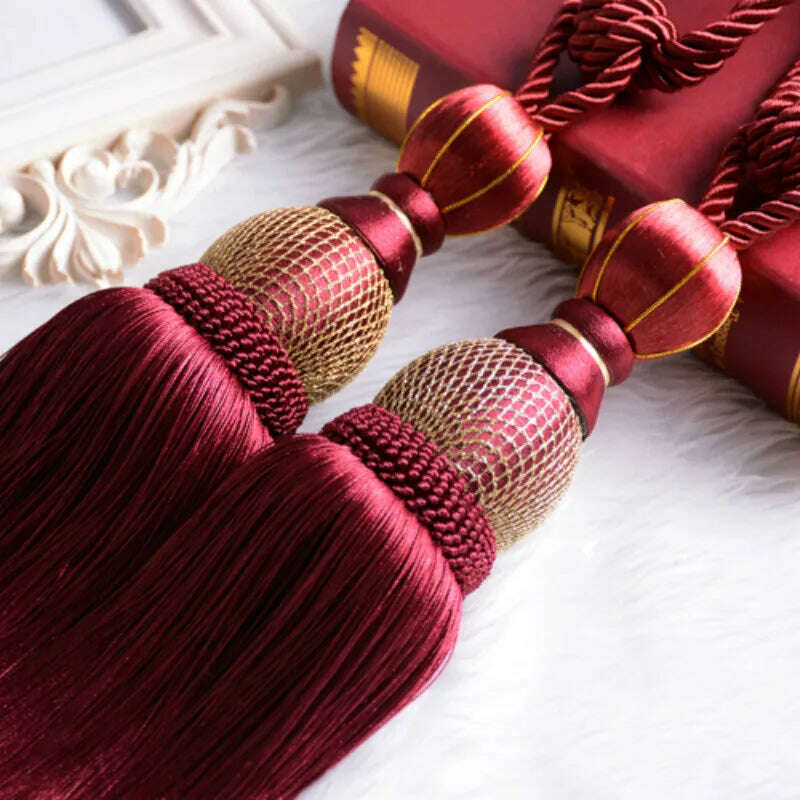 KIMLUD, 1 Pair Retro Luxury Large Curtain Tie Backs Holdbacks Tassel Curtain Rope Tiebacks Home Curtain Decoration Accessories, KIMLUD Women's Clothes