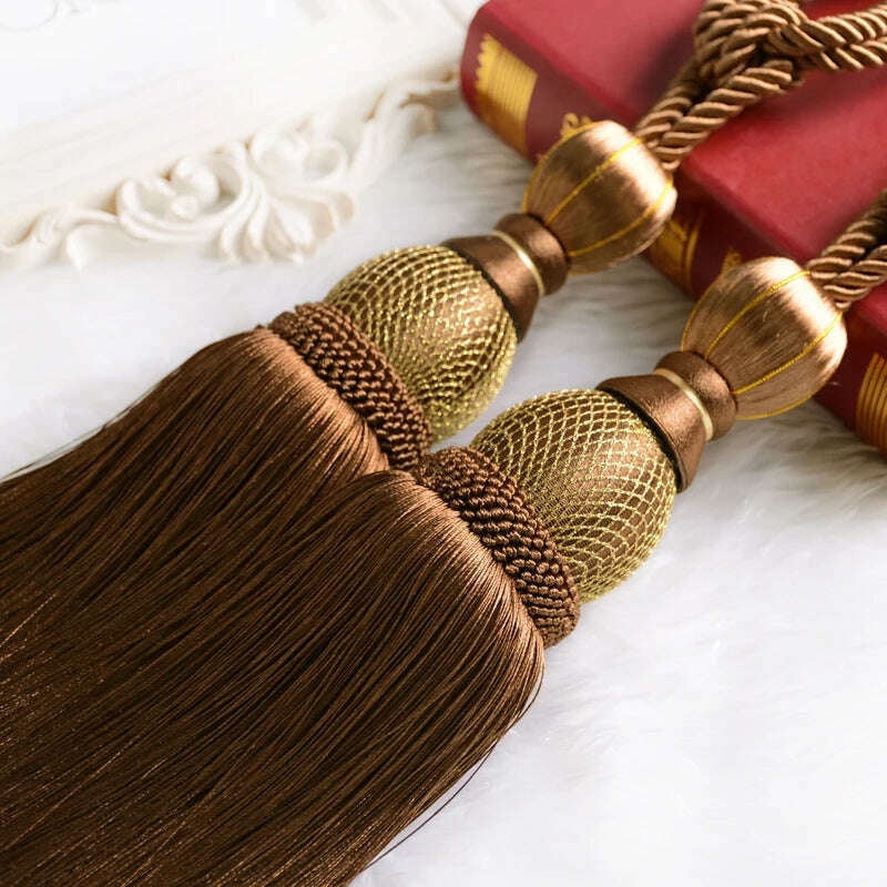 1 Pair Retro Luxury Large Curtain Tie Backs Holdbacks Tassel Curtain Rope Tiebacks Home Curtain Decoration Accessories - KIMLUD