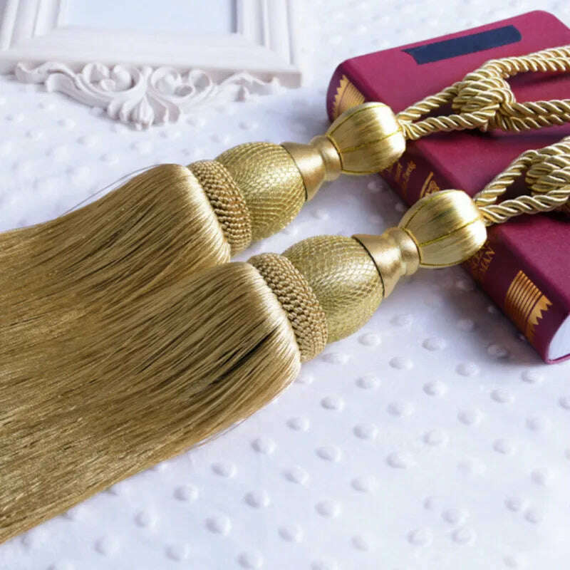 1 Pair Retro Luxury Large Curtain Tie Backs Holdbacks Tassel Curtain Rope Tiebacks Home Curtain Decoration Accessories - KIMLUD