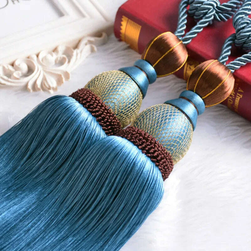 KIMLUD, 1 Pair Retro Luxury Large Curtain Tie Backs Holdbacks Tassel Curtain Rope Tiebacks Home Curtain Decoration Accessories, A, KIMLUD Women's Clothes