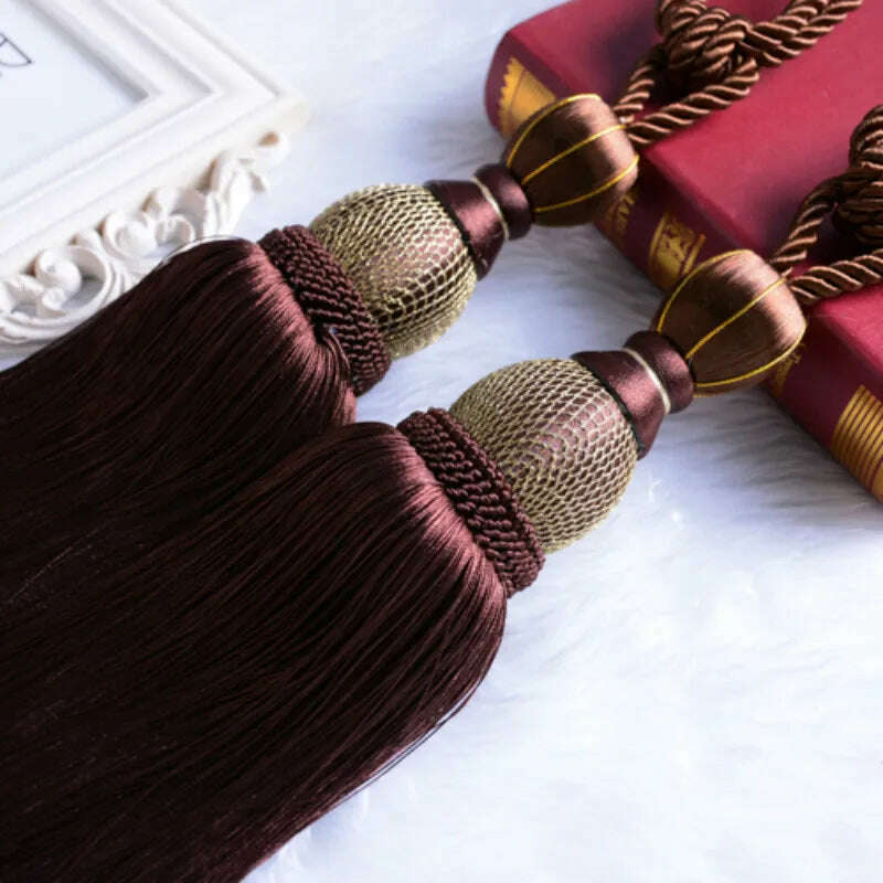 1 Pair Retro Luxury Large Curtain Tie Backs Holdbacks Tassel Curtain Rope Tiebacks Home Curtain Decoration Accessories - KIMLUD