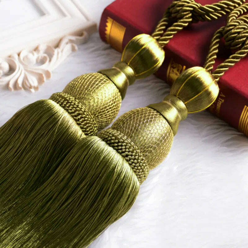 KIMLUD, 1 Pair Retro Luxury Large Curtain Tie Backs Holdbacks Tassel Curtain Rope Tiebacks Home Curtain Decoration Accessories, F, KIMLUD Women's Clothes