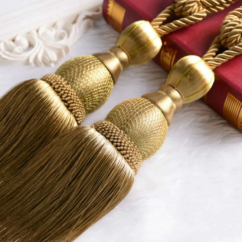 1 Pair Retro Luxury Large Curtain Tie Backs Holdbacks Tassel Curtain Rope Tiebacks Home Curtain Decoration Accessories - KIMLUD