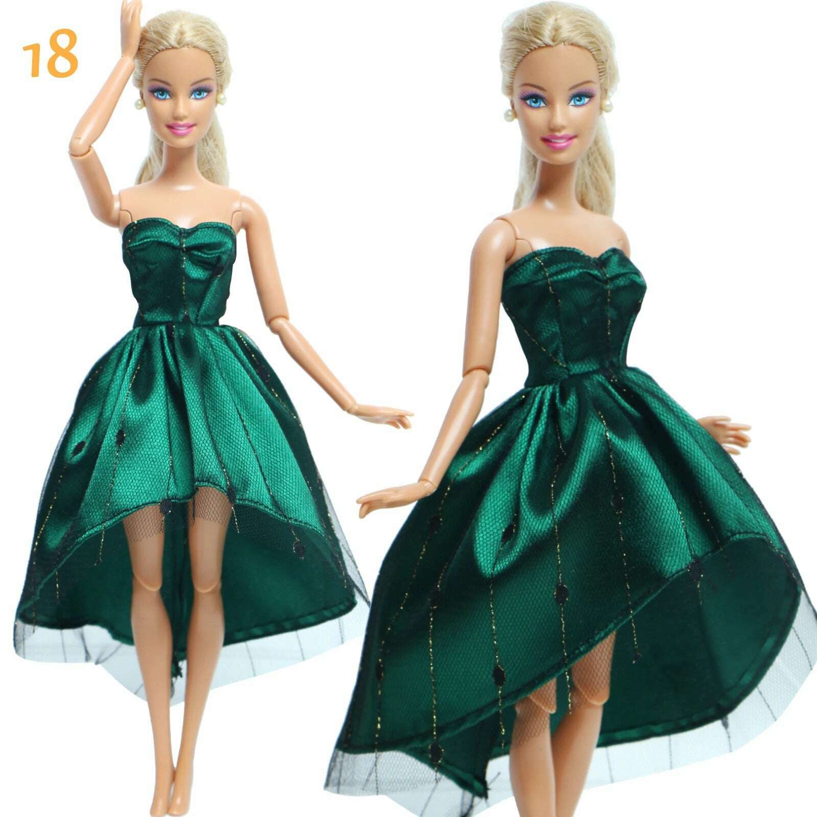 1 Set Fashion Multicolor Outfit Wave Point Dress Shirt Denim Grid Skirt Daily Casual Wear Accessories Clothes for Barbie Doll - KIMLUD