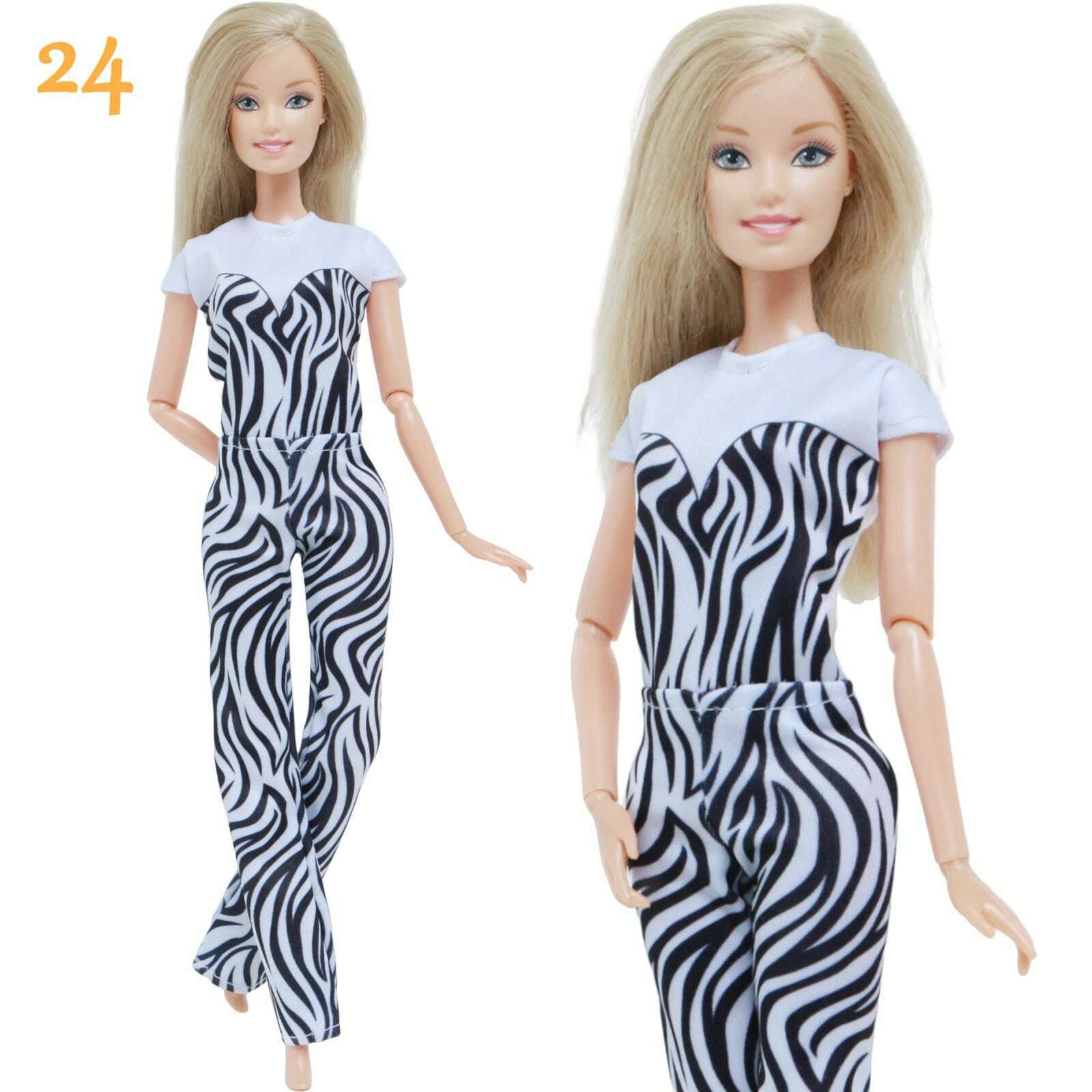 1 Set Fashion Multicolor Outfit Wave Point Dress Shirt Denim Grid Skirt Daily Casual Wear Accessories Clothes for Barbie Doll - KIMLUD