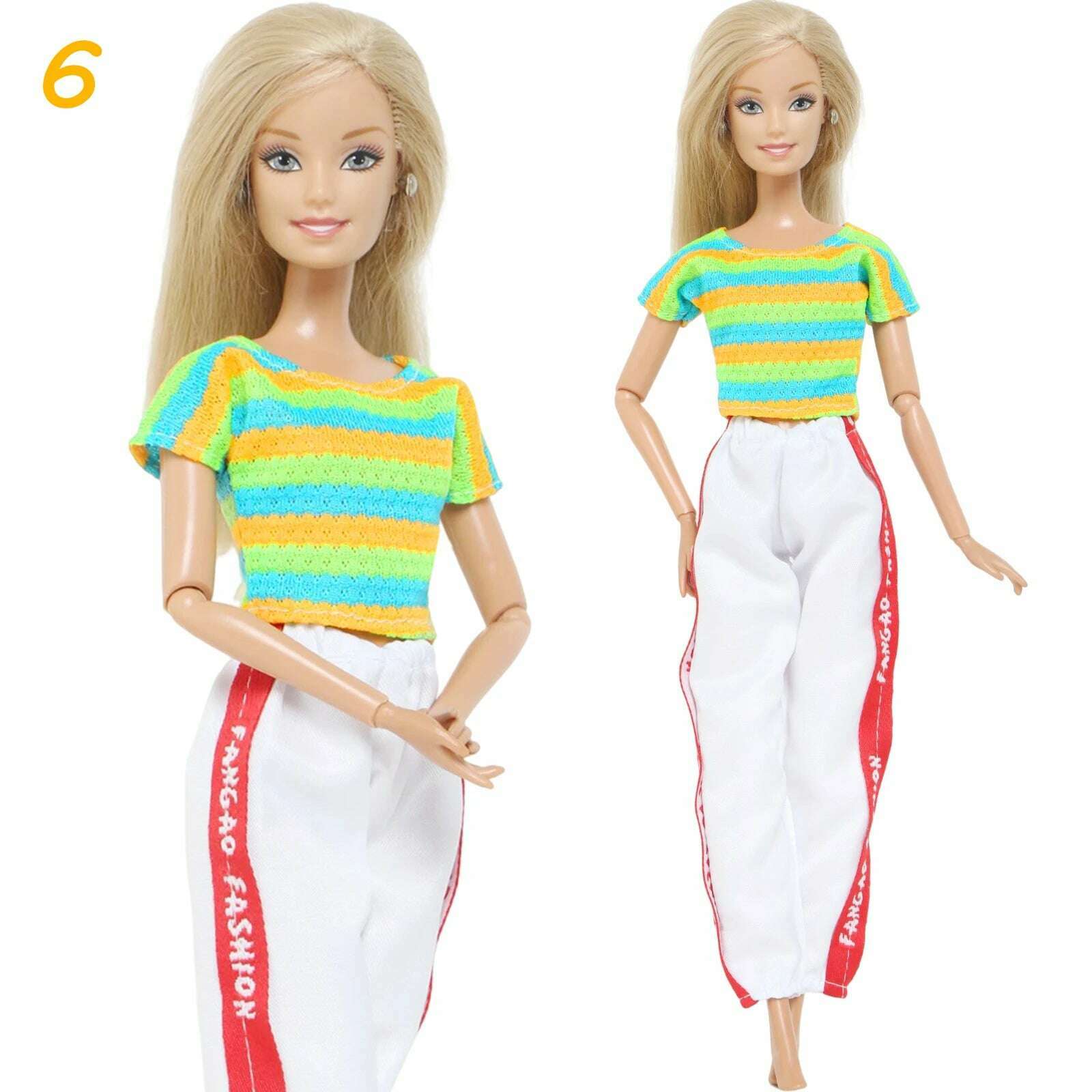 1 Set Fashion Multicolor Outfit Wave Point Dress Shirt Denim Grid Skirt Daily Casual Wear Accessories Clothes for Barbie Doll - KIMLUD