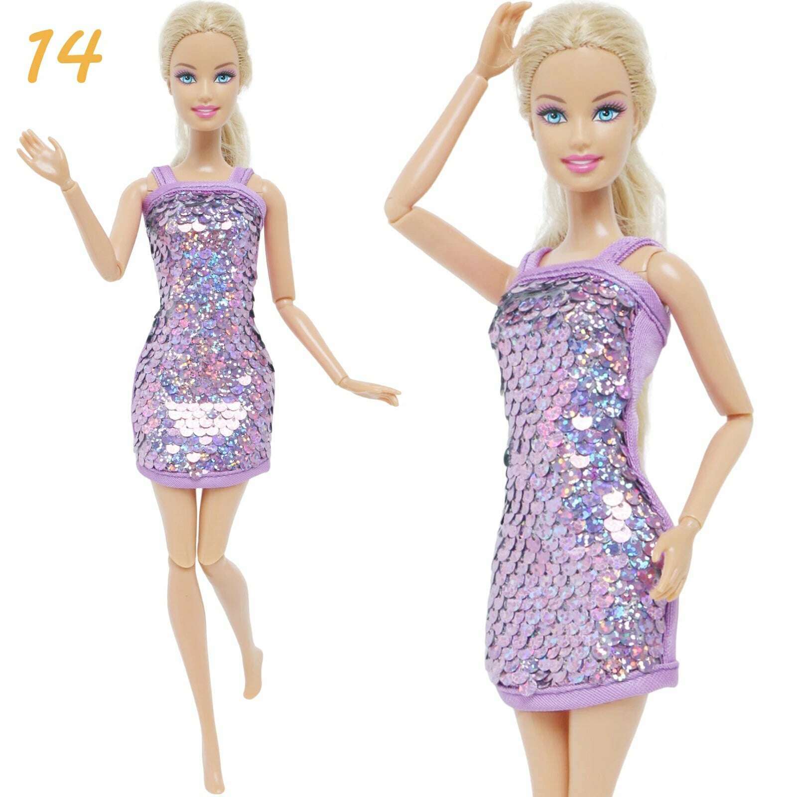 1 Set Fashion Multicolor Outfit Wave Point Dress Shirt Denim Grid Skirt Daily Casual Wear Accessories Clothes for Barbie Doll - KIMLUD