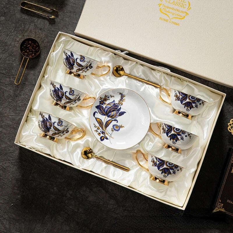 1 set Luxury Set Home Ceramic Bone Porcelain British Tea Cup Black Tea Cup Luxury Gift Coffee Mugs European Coffee Cup - KIMLUD