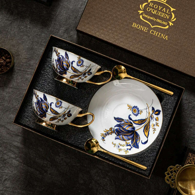 KIMLUD, 1 set Luxury Set Home Ceramic Bone Porcelain British Tea Cup Black Tea Cup Luxury Gift Coffee Mugs European Coffee Cup, KIMLUD Womens Clothes