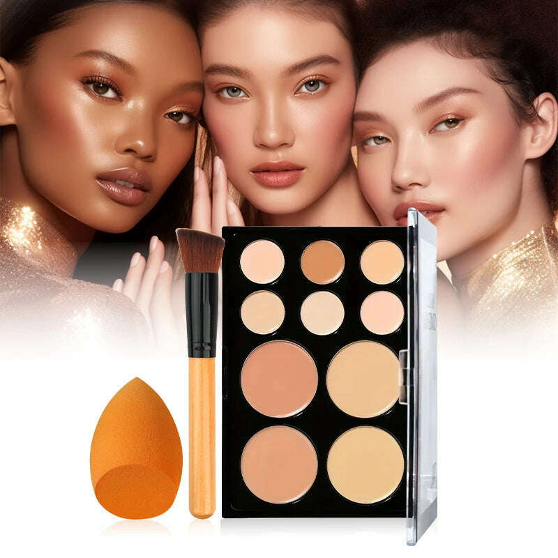 KIMLUD, 10 Colors Concealer Palette Set, Cream Concealer with Waterproof,Sweatproof Coverage for Acne and Tattoos Makeup Palette Set, KIMLUD Womens Clothes