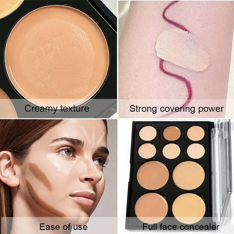 KIMLUD, 10 Colors Concealer Palette Set, Cream Concealer with Waterproof,Sweatproof Coverage for Acne and Tattoos Makeup Palette Set, KIMLUD Womens Clothes