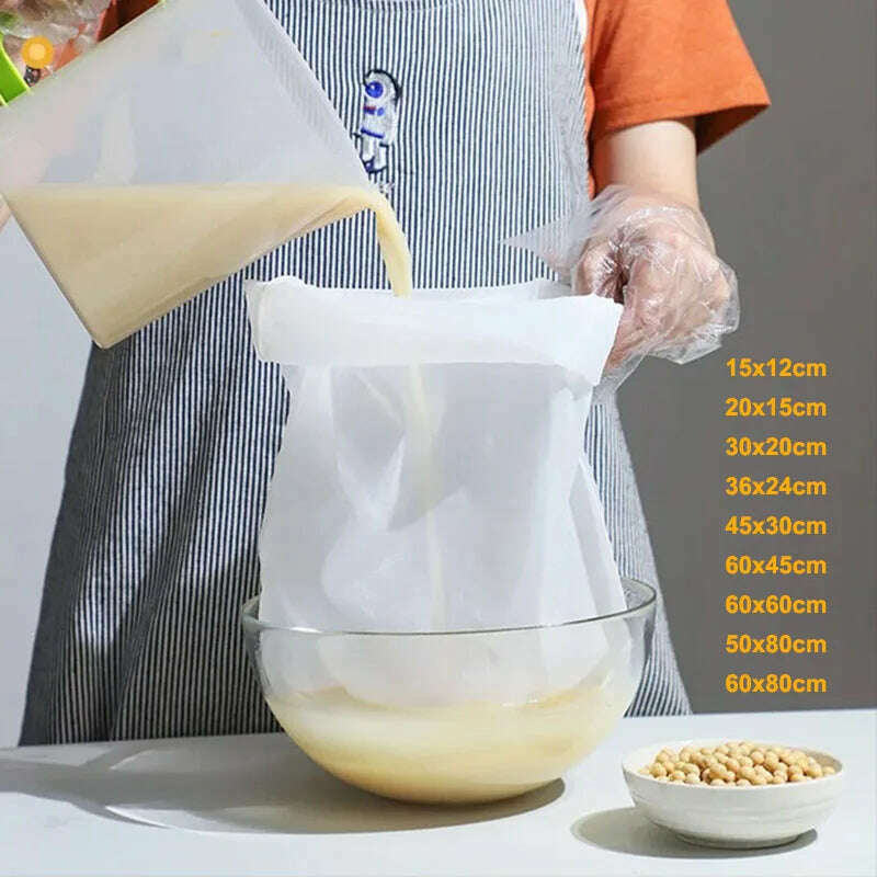100 Mesh Nylon Filter Bag Reusable Filter Soy Milk Cheese Fine Mesh Kitchen Drawstring Filter Bag I3393272321