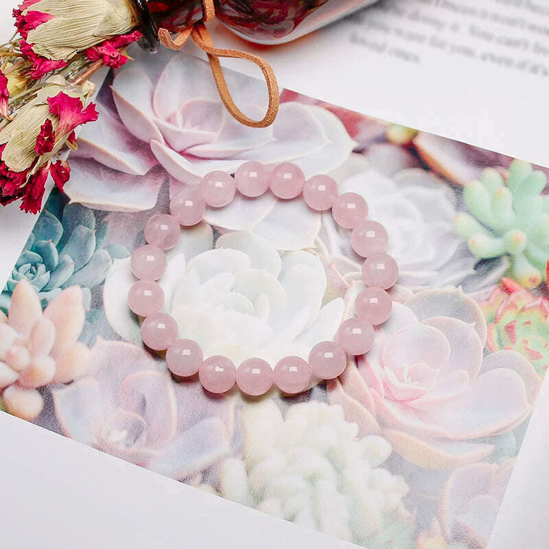 KIMLUD, 100% Natural AAAAA Women Bracelet Jewelry Pink Rose Quartz Bracelet Natural Stone Gemstone Chakras Bead Handmade Lover Gifts, KIMLUD Women's Clothes