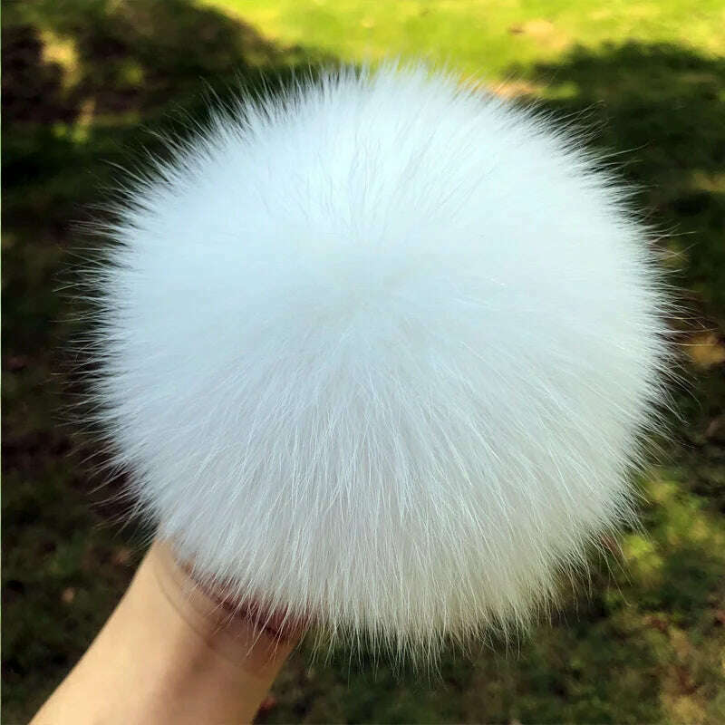 KIMLUD, 100% natural fox fur pompom raccoon fur pom pom for hat beanies DIY Fur Pompon For Caps Bags Scarf Accessories, fox white, KIMLUD APPAREL - Womens Clothes