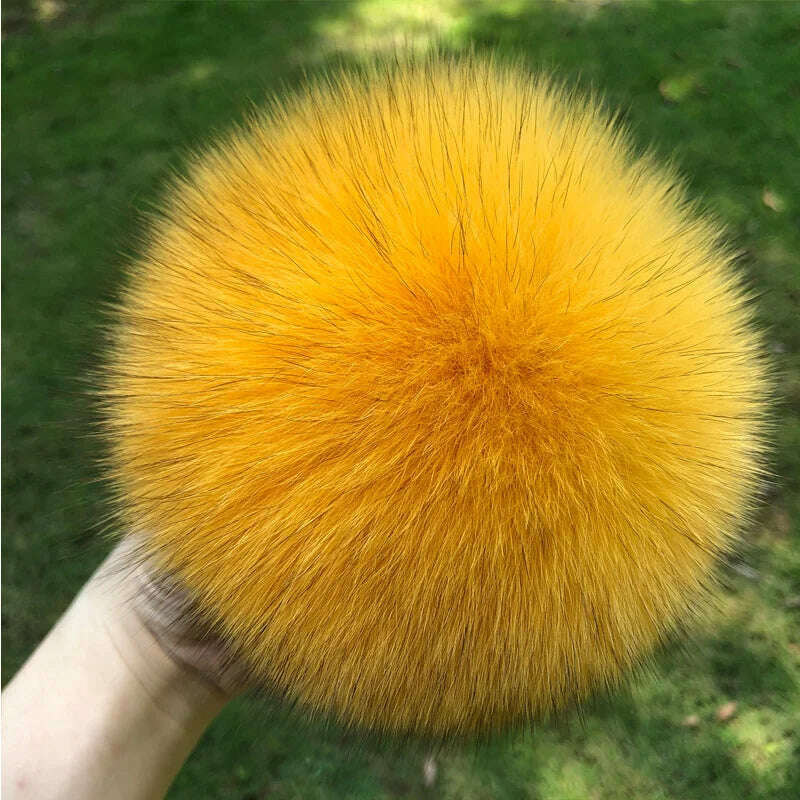 KIMLUD, 100% natural fox fur pompom raccoon fur pom pom for hat beanies DIY Fur Pompon For Caps Bags Scarf Accessories, fox yellow, KIMLUD APPAREL - Womens Clothes
