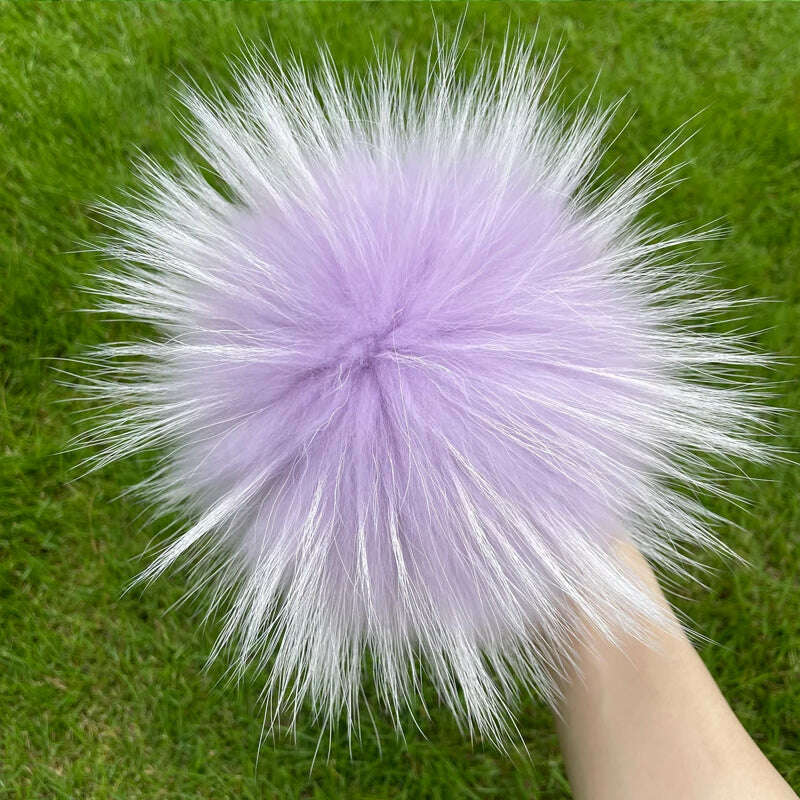 KIMLUD, 100% natural fox fur pompom raccoon fur pom pom for hat beanies DIY Fur Pompon For Caps Bags Scarf Accessories, raccoon Lavender, KIMLUD APPAREL - Womens Clothes