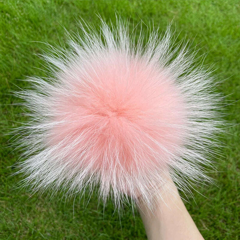 KIMLUD, 100% natural fox fur pompom raccoon fur pom pom for hat beanies DIY Fur Pompon For Caps Bags Scarf Accessories, raccoon light pink, KIMLUD APPAREL - Womens Clothes