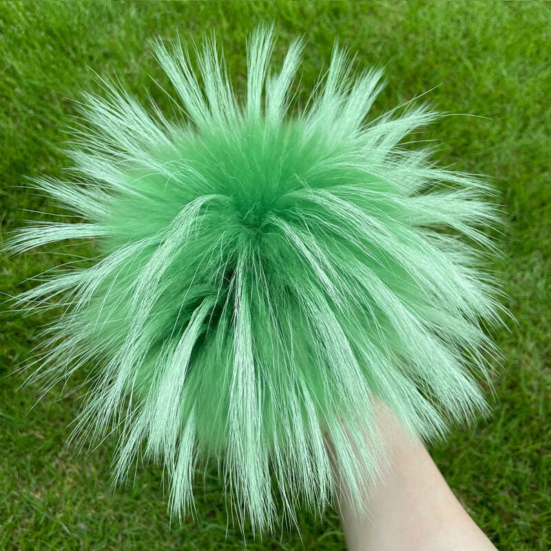 KIMLUD, 100% natural fox fur pompom raccoon fur pom pom for hat beanies DIY Fur Pompon For Caps Bags Scarf Accessories, raccoon grass green, KIMLUD APPAREL - Womens Clothes