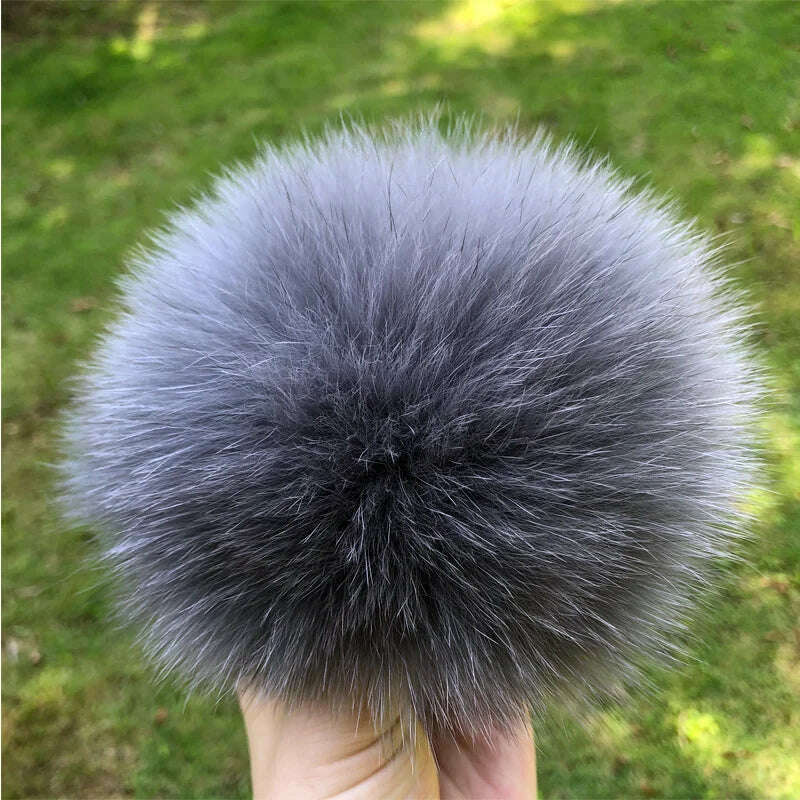 KIMLUD, 100% natural fox fur pompom raccoon fur pom pom for hat beanies DIY Fur Pompon For Caps Bags Scarf Accessories, fox gray, KIMLUD APPAREL - Womens Clothes