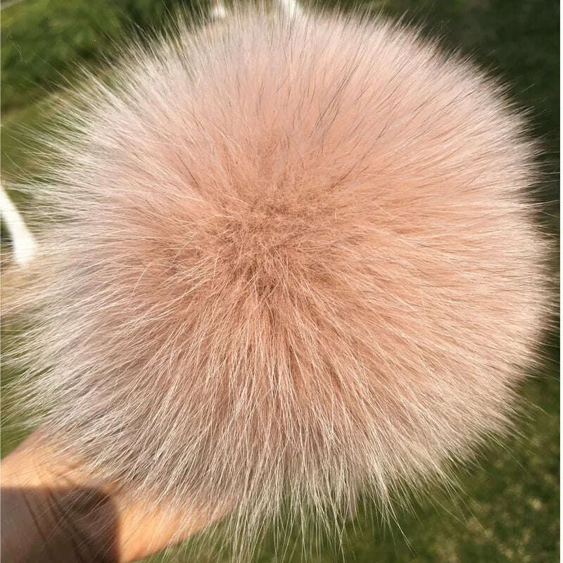 KIMLUD, 100% natural fox fur pompom raccoon fur pom pom for hat beanies DIY Fur Pompon For Caps Bags Scarf Accessories, fox pink x, KIMLUD APPAREL - Womens Clothes
