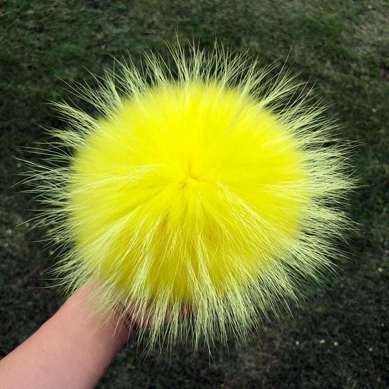 KIMLUD, 100% natural fox fur pompom raccoon fur pom pom for hat beanies DIY Fur Pompon For Caps Bags Scarf Accessories, raccoon light yellow, KIMLUD APPAREL - Womens Clothes