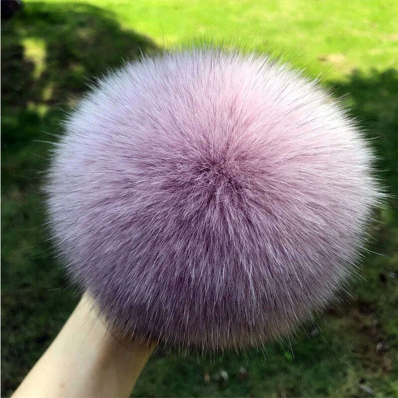 KIMLUD, 100% natural fox fur pompom raccoon fur pom pom for hat beanies DIY Fur Pompon For Caps Bags Scarf Accessories, fox pink B, KIMLUD APPAREL - Womens Clothes