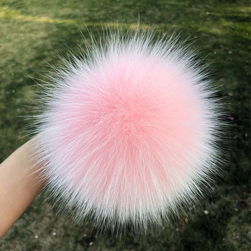 KIMLUD, 100% natural fox fur pompom raccoon fur pom pom for hat beanies DIY Fur Pompon For Caps Bags Scarf Accessories, fox light pink, KIMLUD APPAREL - Womens Clothes