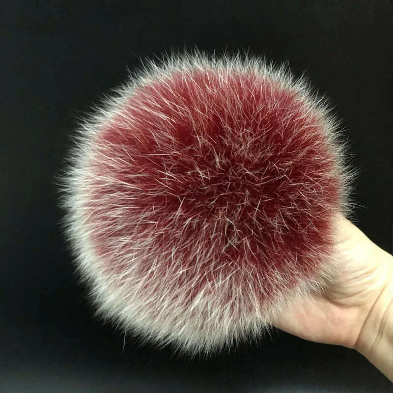 KIMLUD, 100% natural fox fur pompom raccoon fur pom pom for hat beanies DIY Fur Pompon For Caps Bags Scarf Accessories, fox wine red 2, KIMLUD APPAREL - Womens Clothes