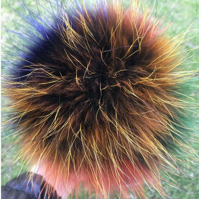KIMLUD, 100% natural fox fur pompom raccoon fur pom pom for hat beanies DIY Fur Pompon For Caps Bags Scarf Accessories, colorful, KIMLUD APPAREL - Womens Clothes