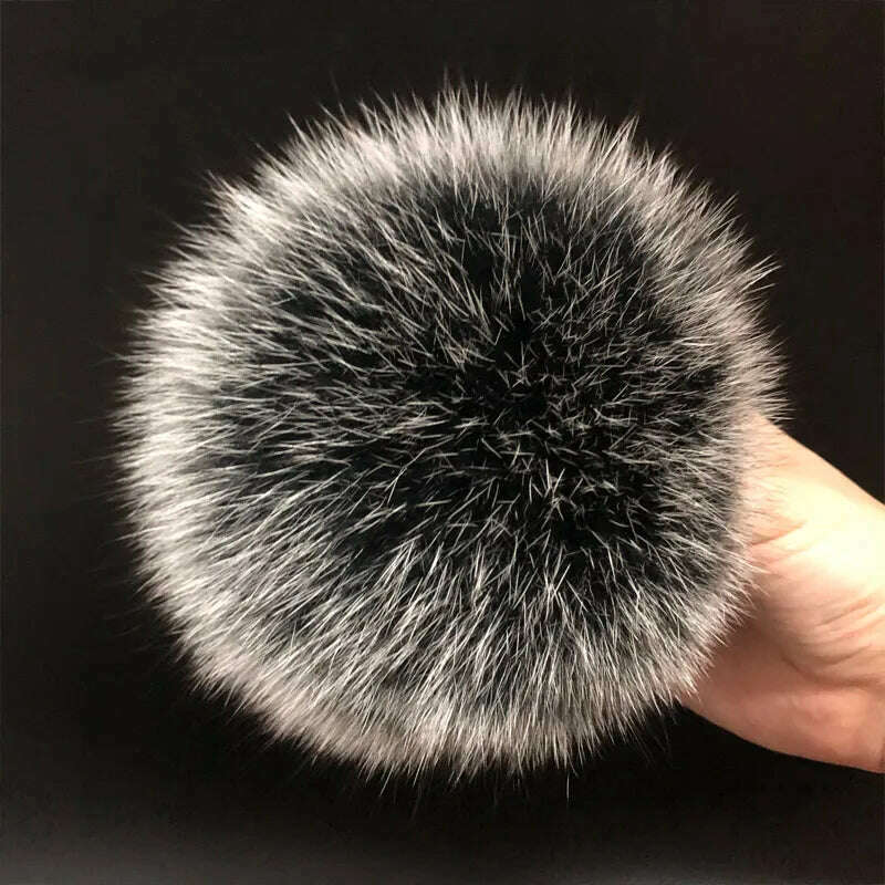 KIMLUD, 100% natural fox fur pompom raccoon fur pom pom for hat beanies DIY Fur Pompon For Caps Bags Scarf Accessories, fox black 2, KIMLUD APPAREL - Womens Clothes